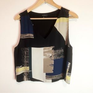 Aritzia Babaton Murphy Sleeveless V Neck Top, Abstract Pattern. Size: M